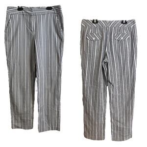 TALBOTS TROUSER PANTS Women’s SZ 6 Striped Blue White Gray Pockets Cotton